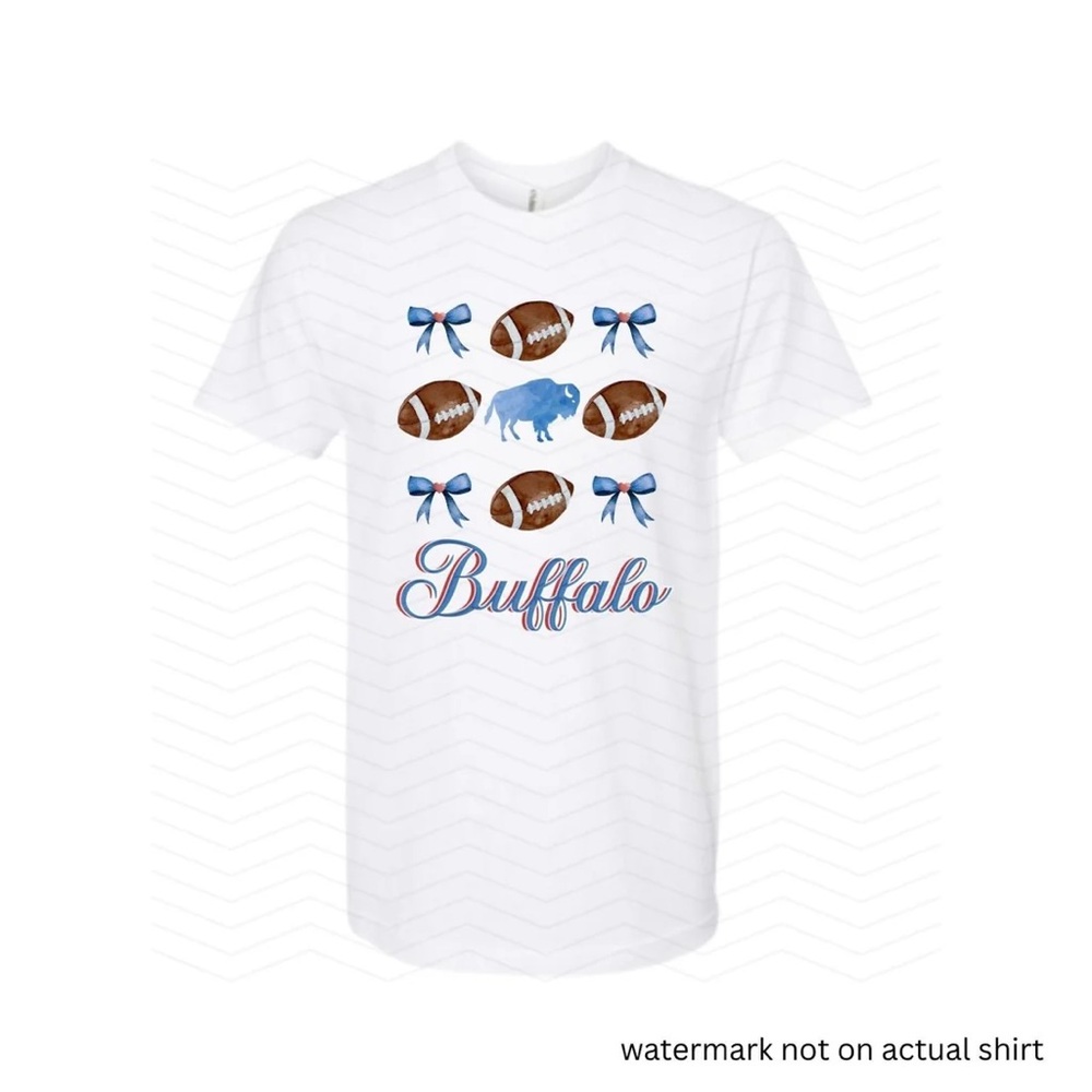 Buffalo Football Blue Bow Coquette T-Shirt